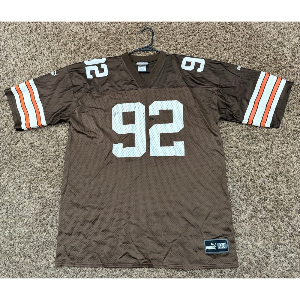 VINTAGE PUMA C. Brown #92 CLEVELAND BROWNS NFL Jersey Men's Size 2XL